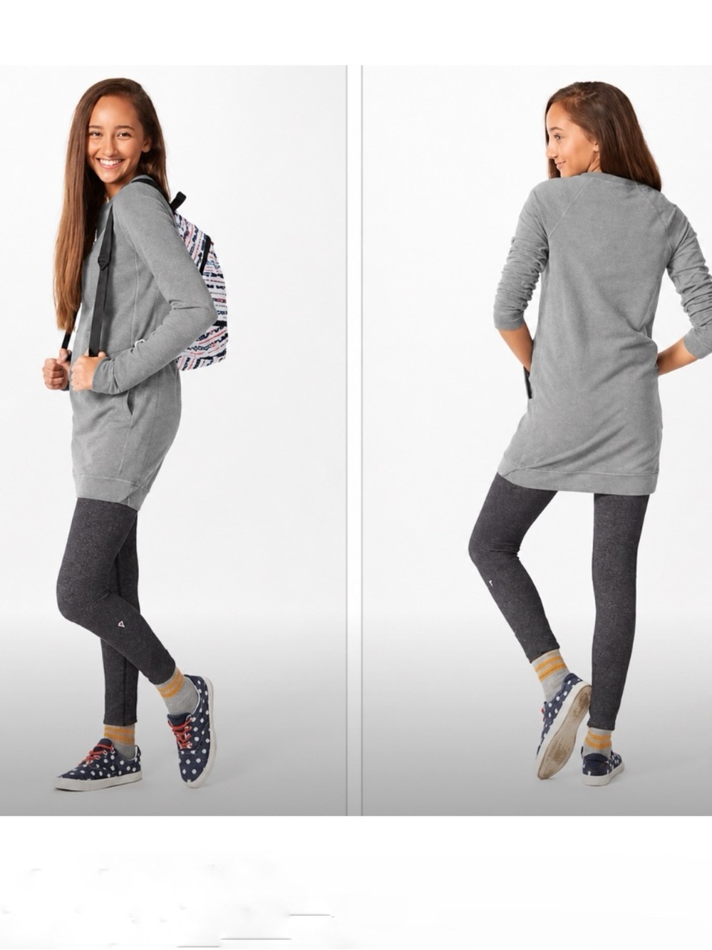 Ivivva by Lululemon Girls Sweatshirt Gray Long Sleeve Pockets Dress
